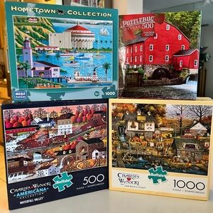 4 Jigsaw Puzzles - Charles Wysocki - Buffalo - Mega - Puzzlebug - 1000 & 500